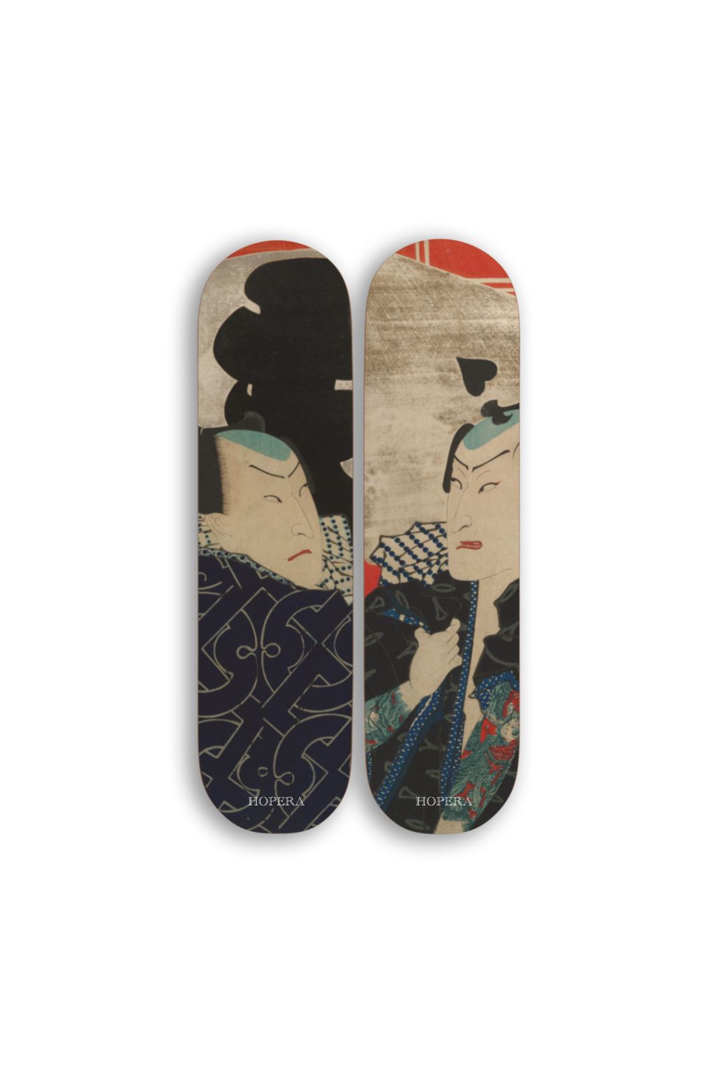 Diptych of 2 Skates: Tattooed Men (Japanese Series)