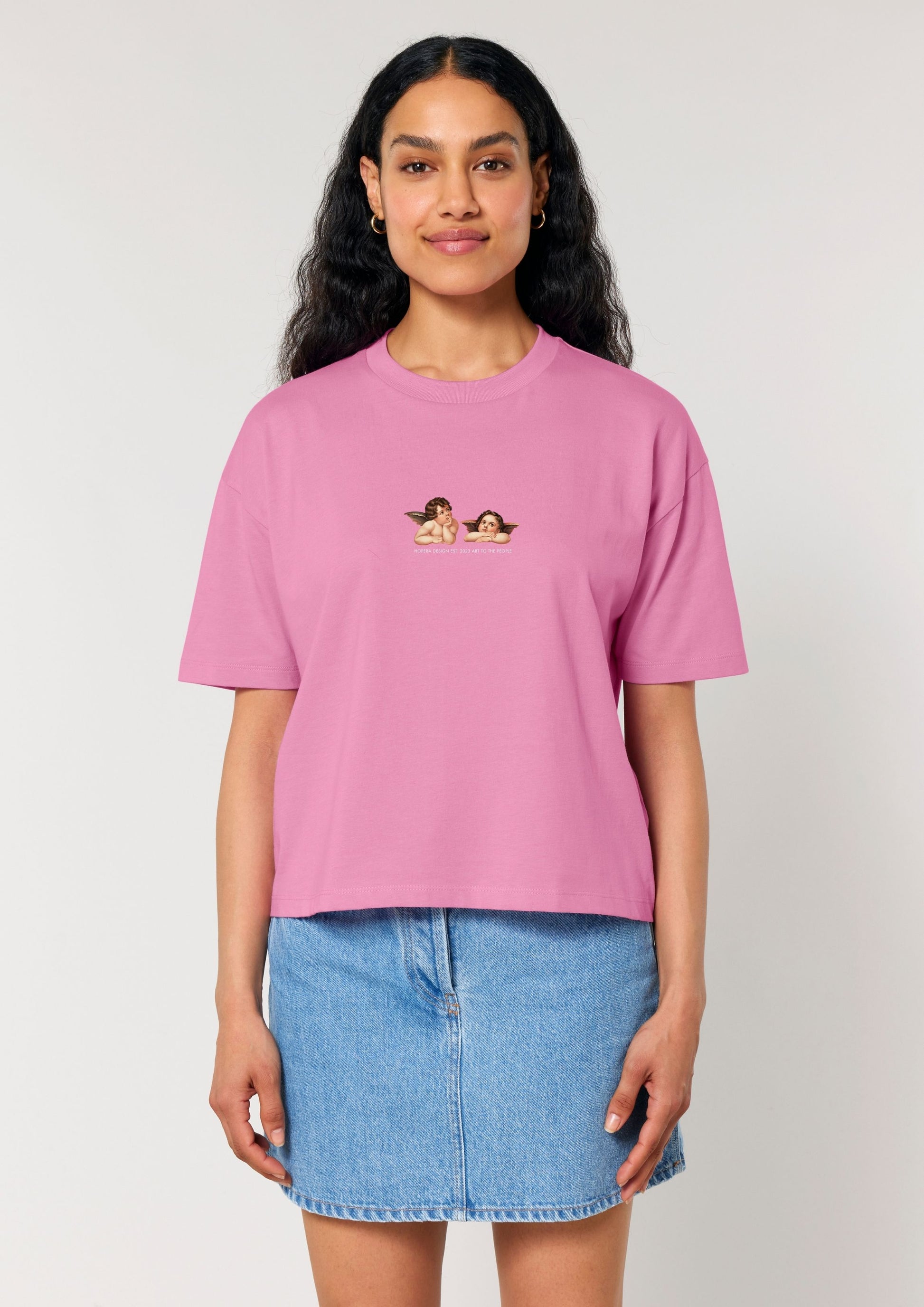 Cherubs after Raphael (1890) - Women's cropped t-shirt - Pink