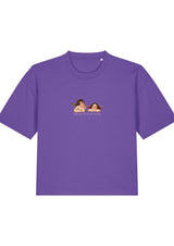 Cherubs after Raphael (1890) - Women's cropped t-shirt - Purple