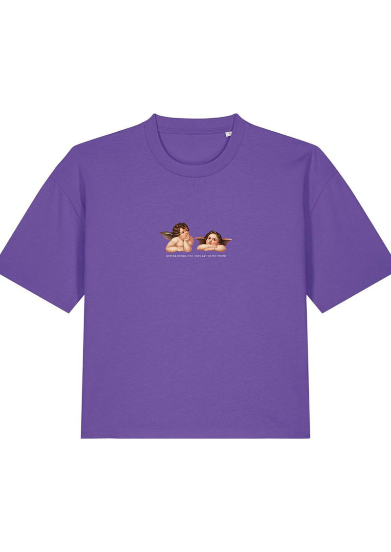 Cherubs after Raphael (1890) - Women's cropped t-shirt - Purple