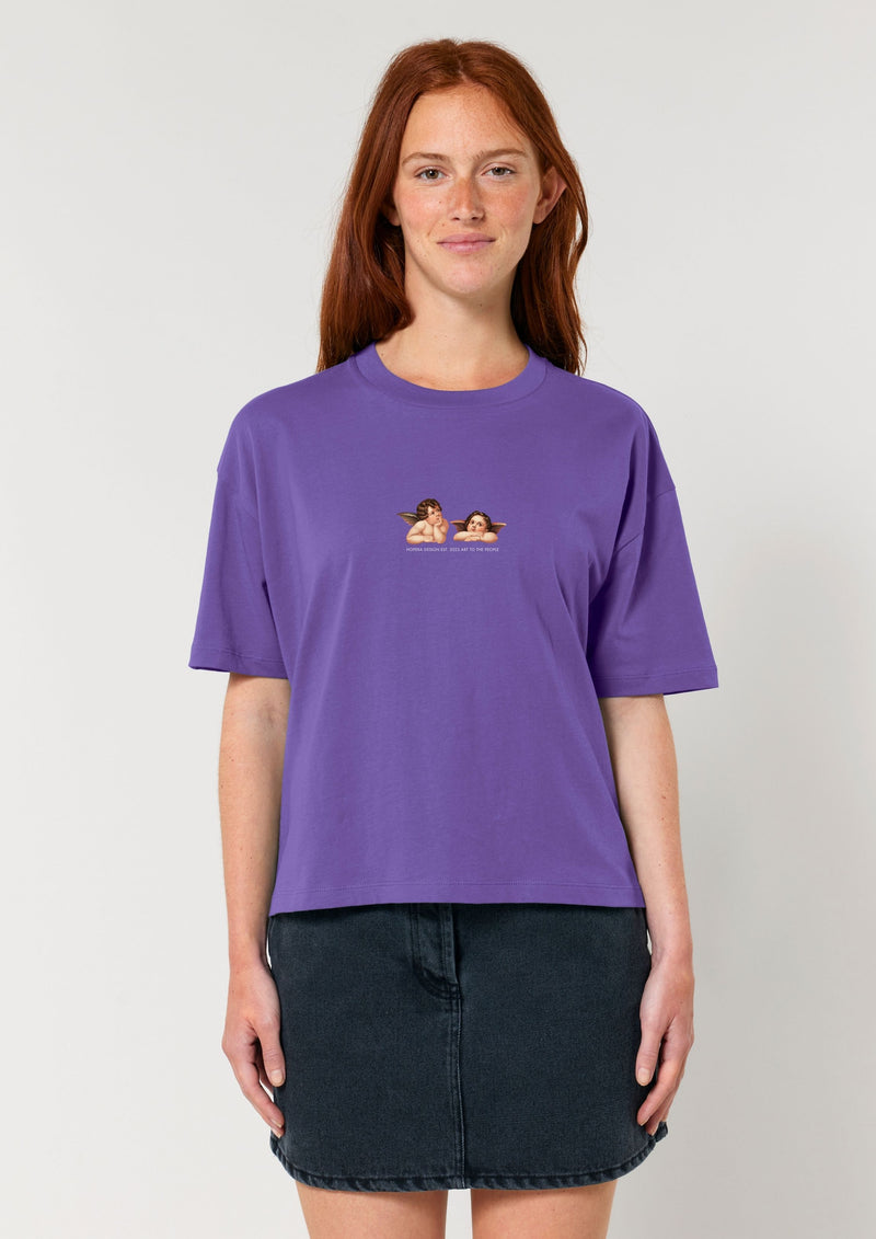 Cherubs after Raphael (1890) - Women's cropped t-shirt - Purple