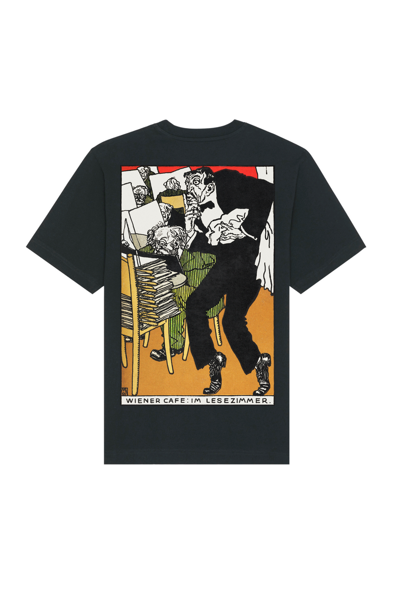 Vienesse Café: In the Reading Room (1911) by Moriz Jung Heavy Weight Raw T-Shirt Black