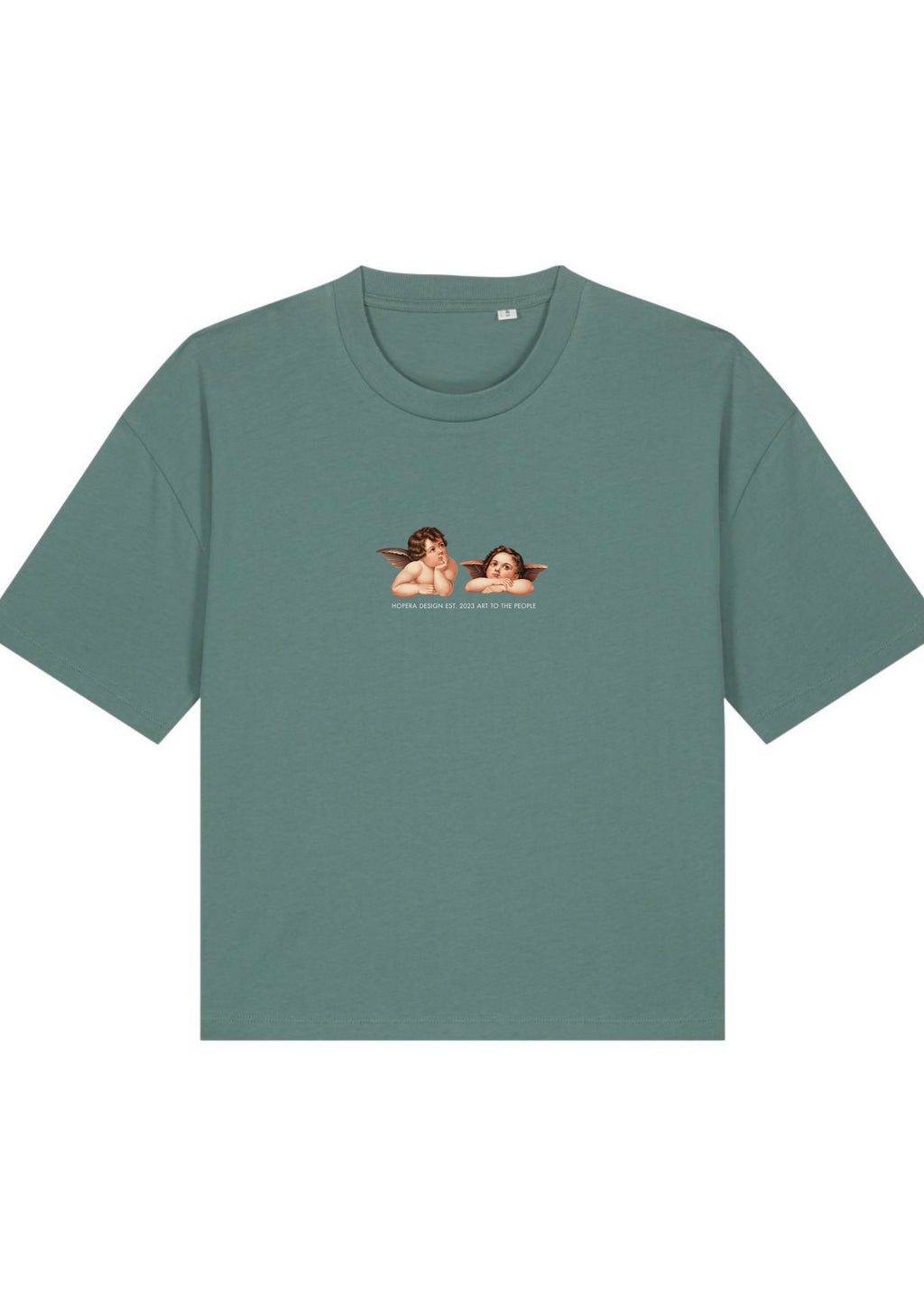 Cherubs after Raphael (1890) - Women's cropped t-shirt - Green