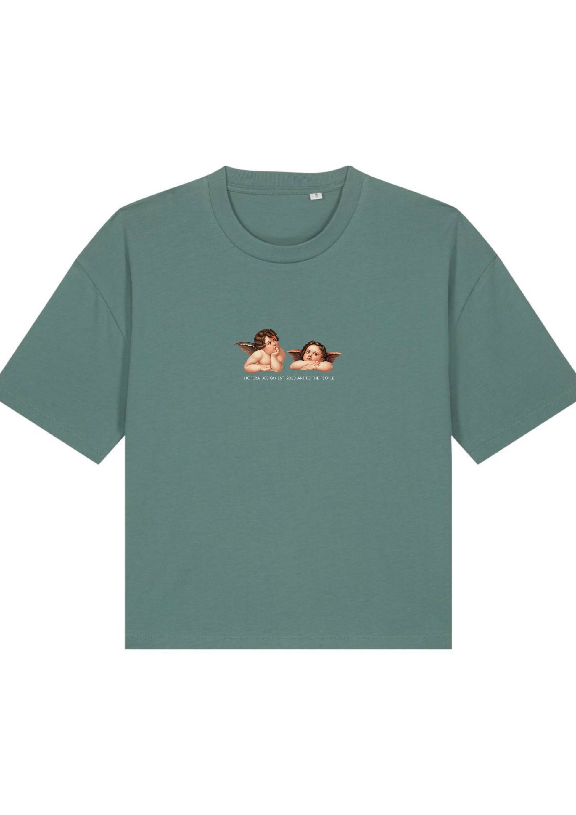 Cherubs after Raphael (1890) - Women's cropped t-shirt - Green