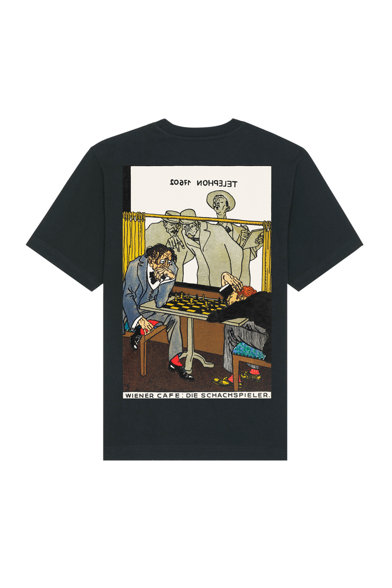 Viennese Café: The Chess Players ( (1911) by Moriz Jung Heavy Weight Raw T-Shirt Black