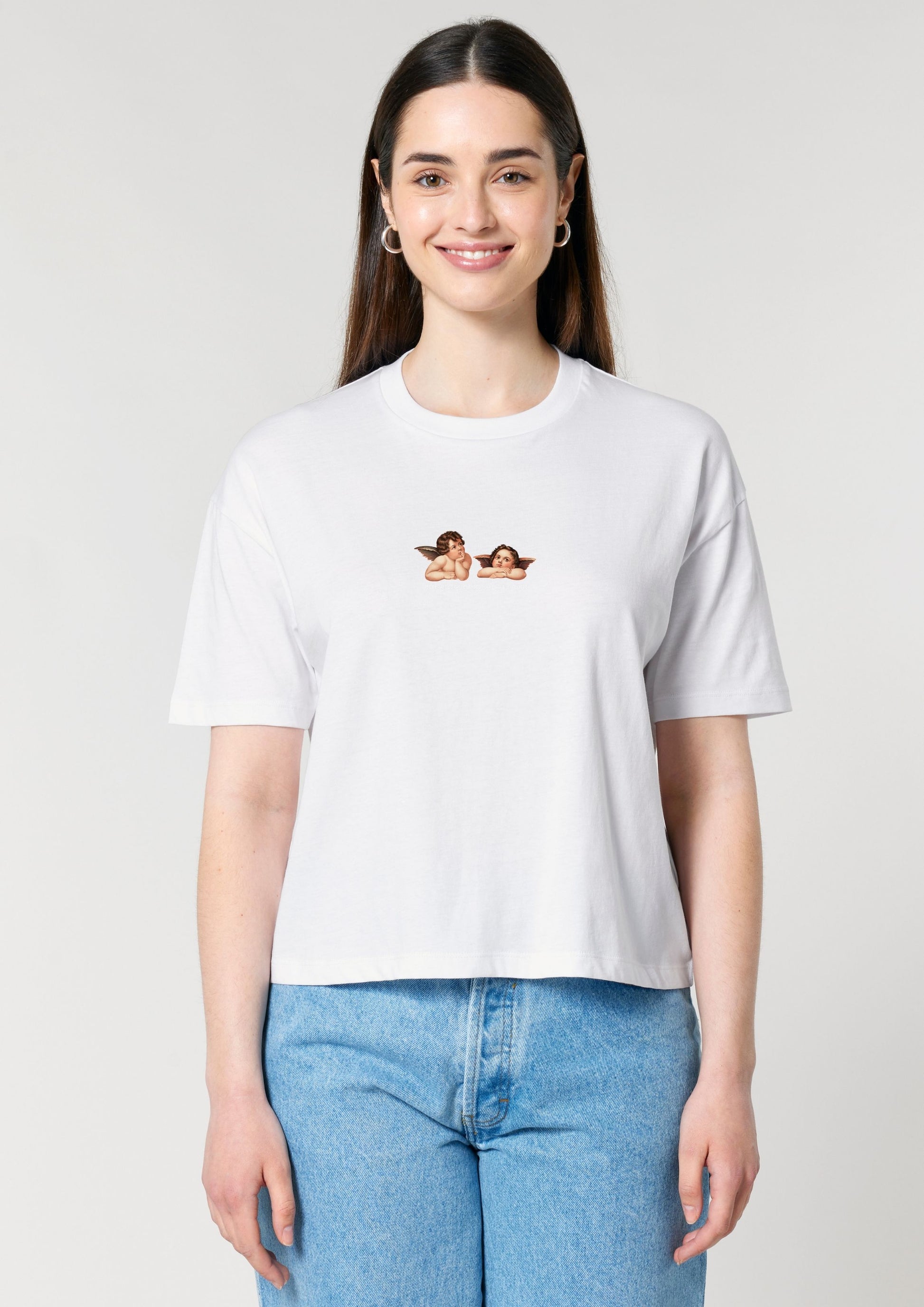Cherubs after Raphael (1890) - Women's cropped t-shirt - White