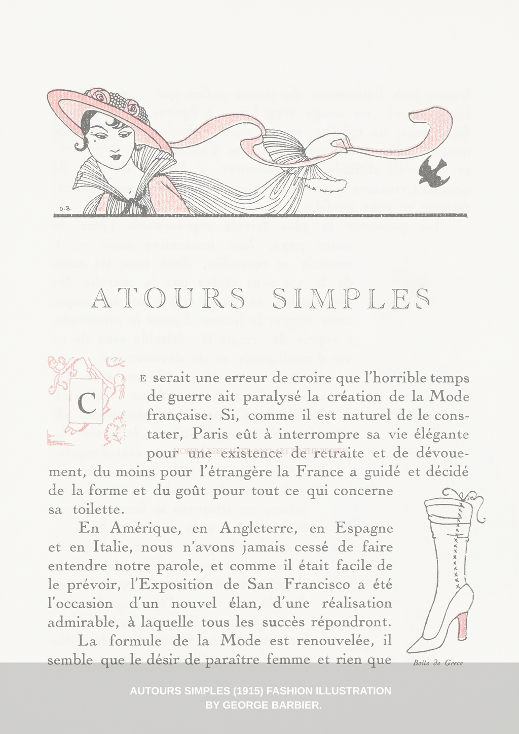 "Autours Simples" (1915) by George Barbier Heavy Cotton T-shirt