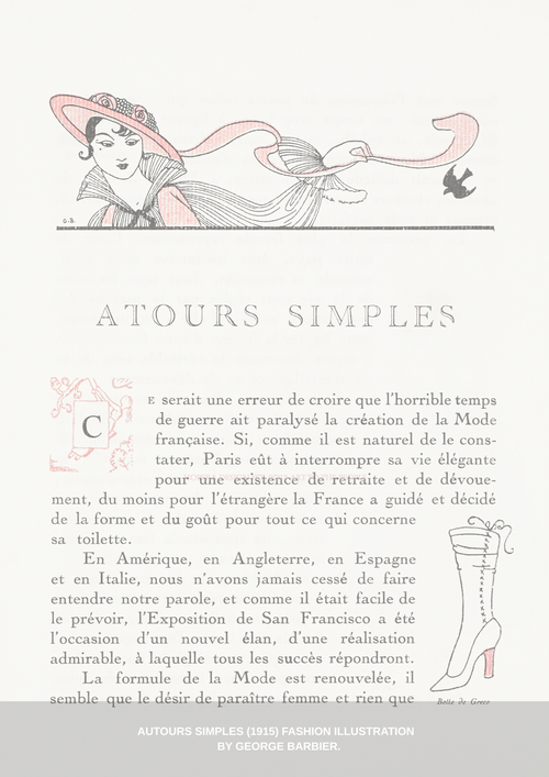 "Autours Simples" (1915) by George Barbier Heavy Cotton T-shirt