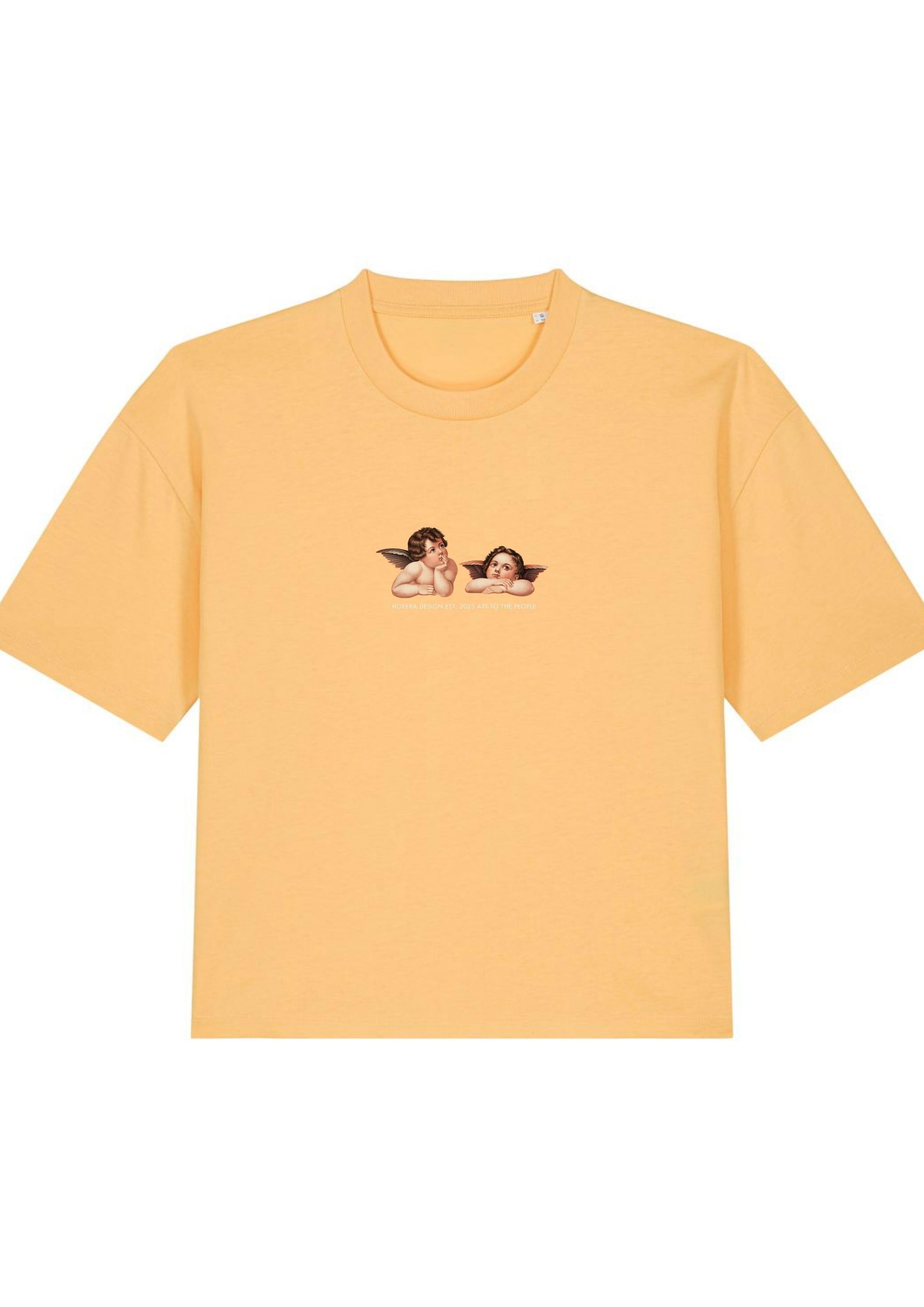 Cherubs after Raphael (1890) - Women's cropped t-shirt - Yellow