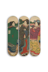 Triptych of 3 Skates: Three Female Figures (Japanese Series)