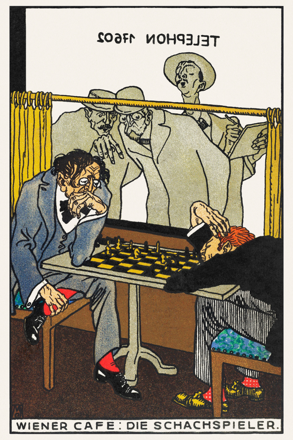 Viennese Café: The Chess Players (1911) by Moriz Jung Print