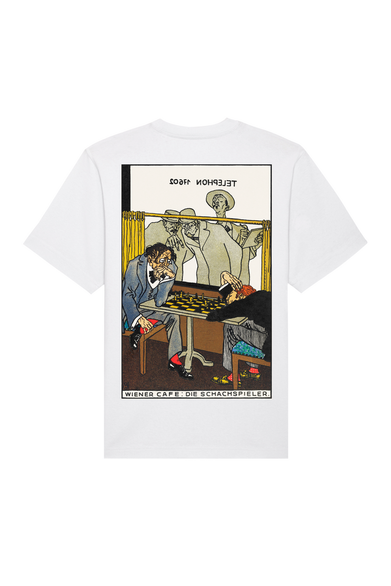 Viennese Café: The Chess Players ( (1911) by Moriz Jung Heavy Weight Raw T-Shirt White