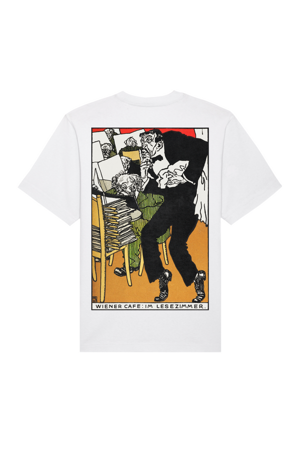 Vienesse Café: In the Reading Room (1911) by Moriz Jung Heavy Weight Raw T-Shirt White