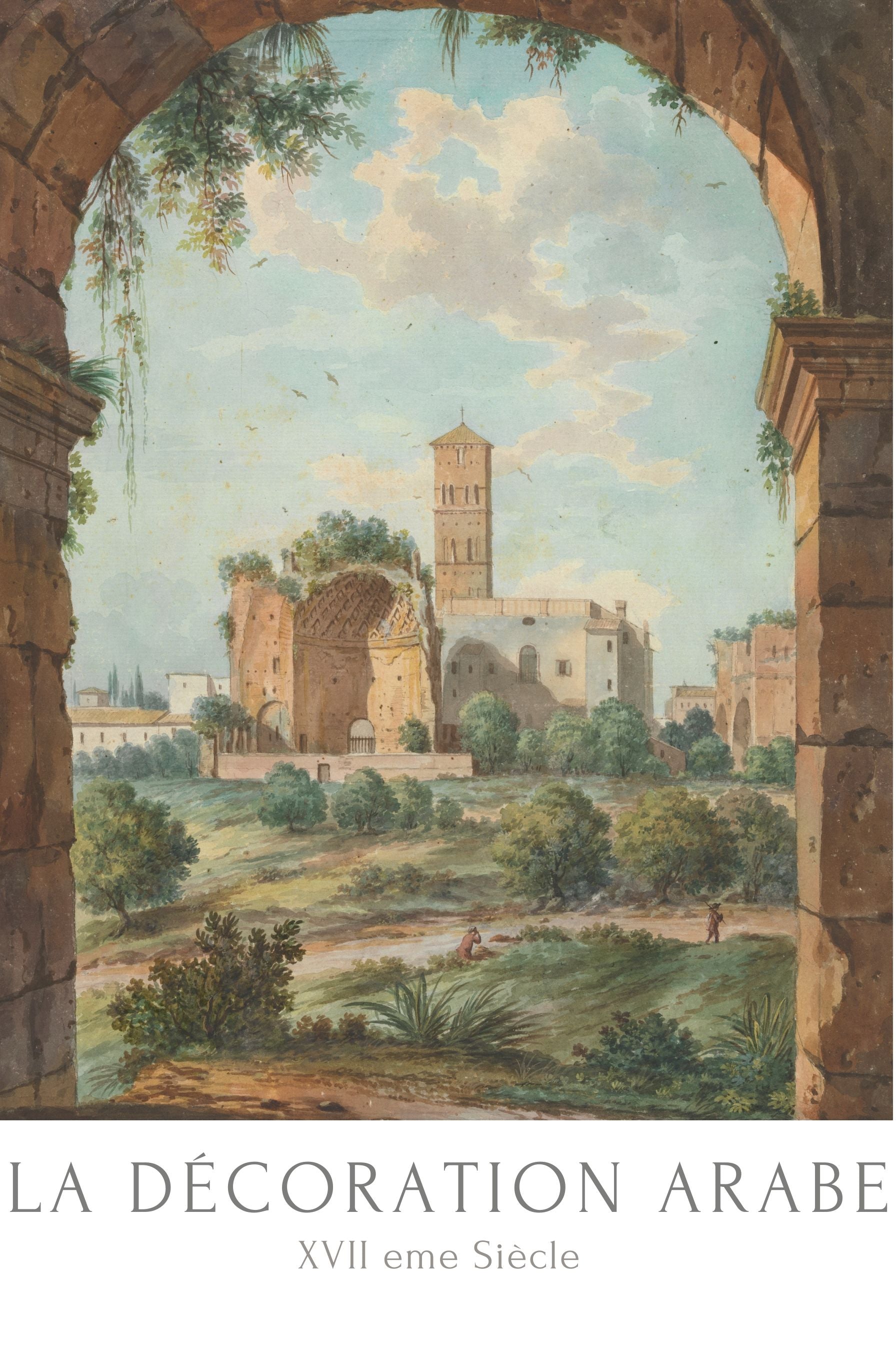 Landscape, Architectural Illustration, 17th Century Black