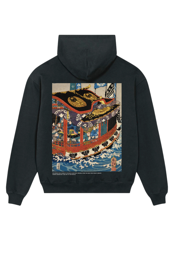 "Returning sails" by Utagawa Kuniyoshi (1846) Hoodie Black