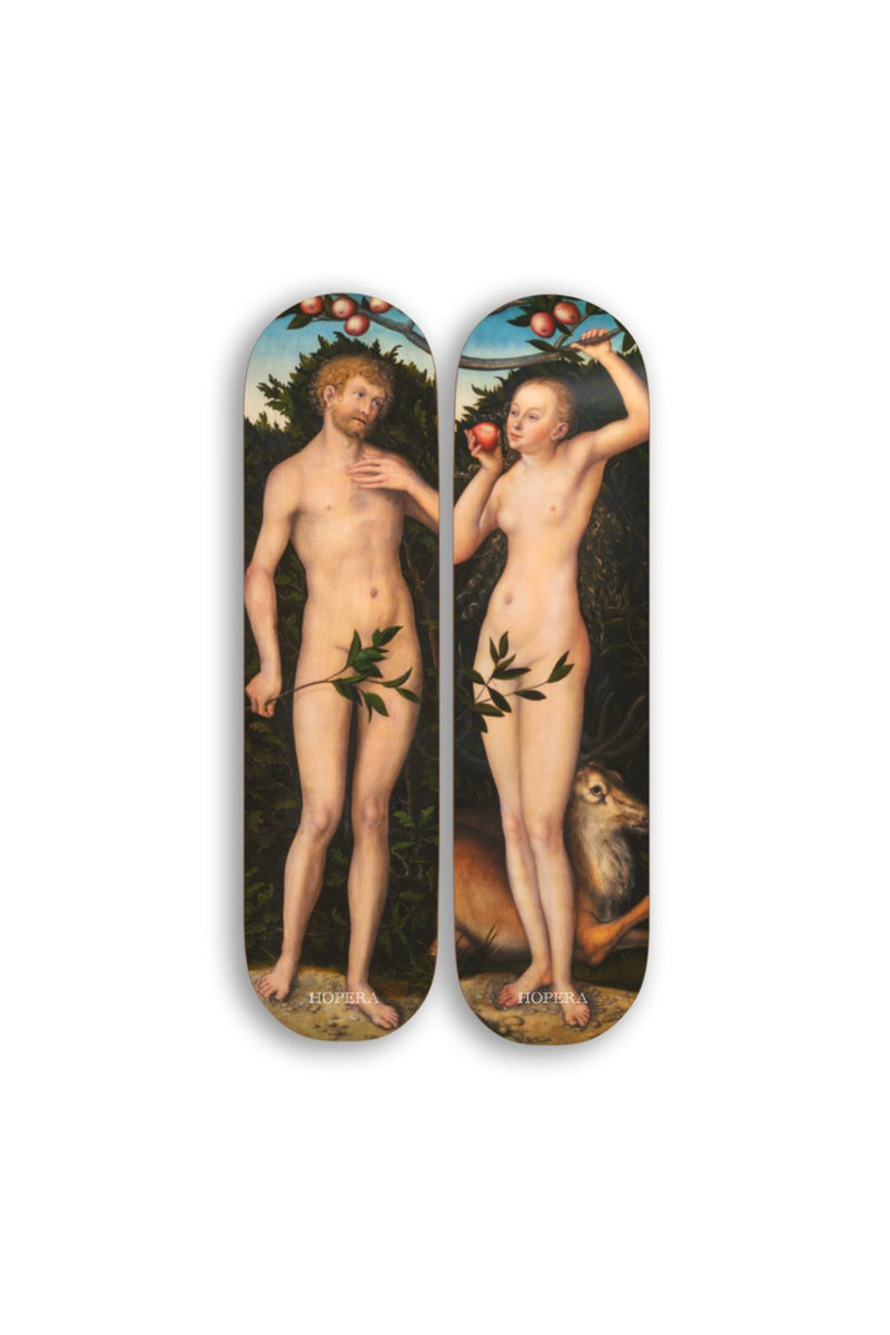 Diptych of 2 Skates: Adam and Eve (Women Series)